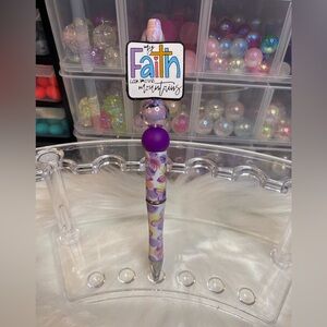 Purple Floral Pen with Inspirational Topper